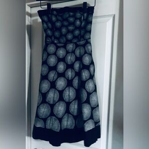 White House Black Market Black Dress with White Circular Dot Print